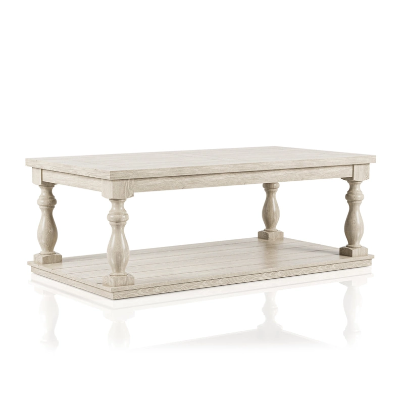 Tost Rustic White 52-inch Wood 1-Shelf Coffee Table by Furniture of America