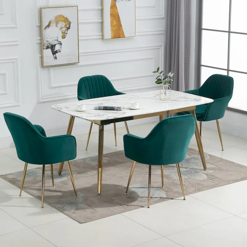 AVAWING Upholstered Velvet Dining Chairs Accent Arm Chairs Set of 4