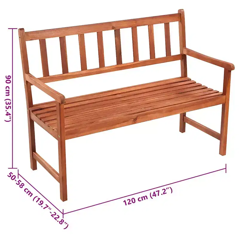 Patio Bench Brown Solid acacia wood and polyester Medium Sturdy