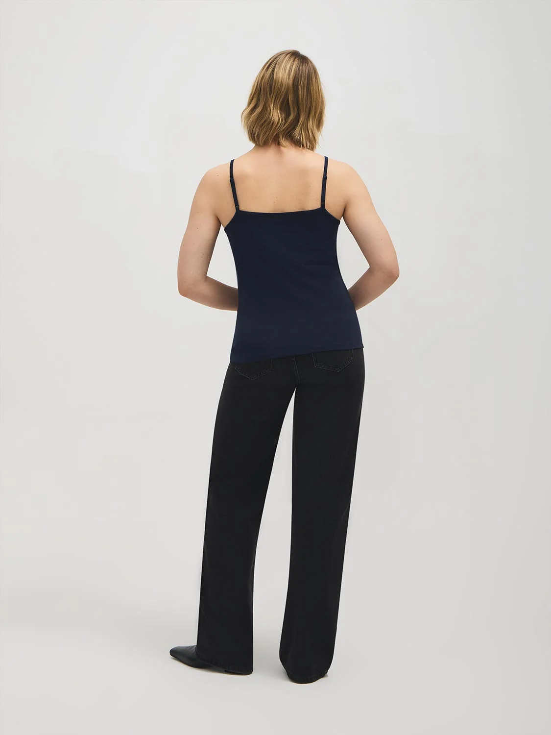 Cotton-Blend Tank Top With Lace Trim