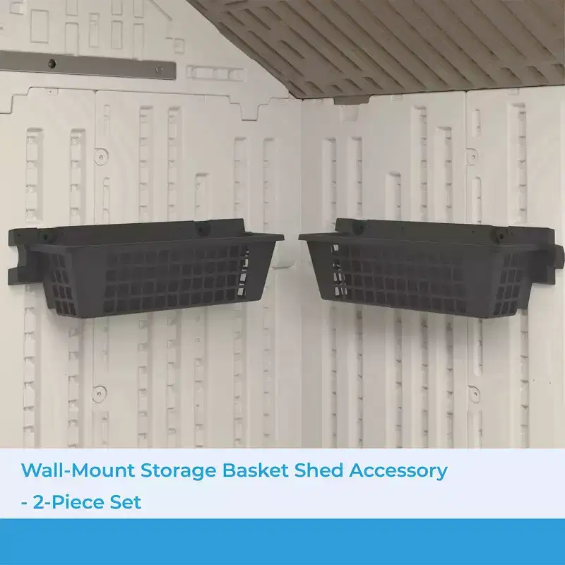 4-Pack Resin Shelf Baskets for Outdoor Shed, 25x7.25 Inch, 30 lbs Each, Black