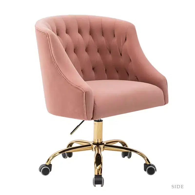 Anika Modern Velvet Height-adjustable Swivel Task Office Chair with Button-tufted Back and Gold Base | Karat Home