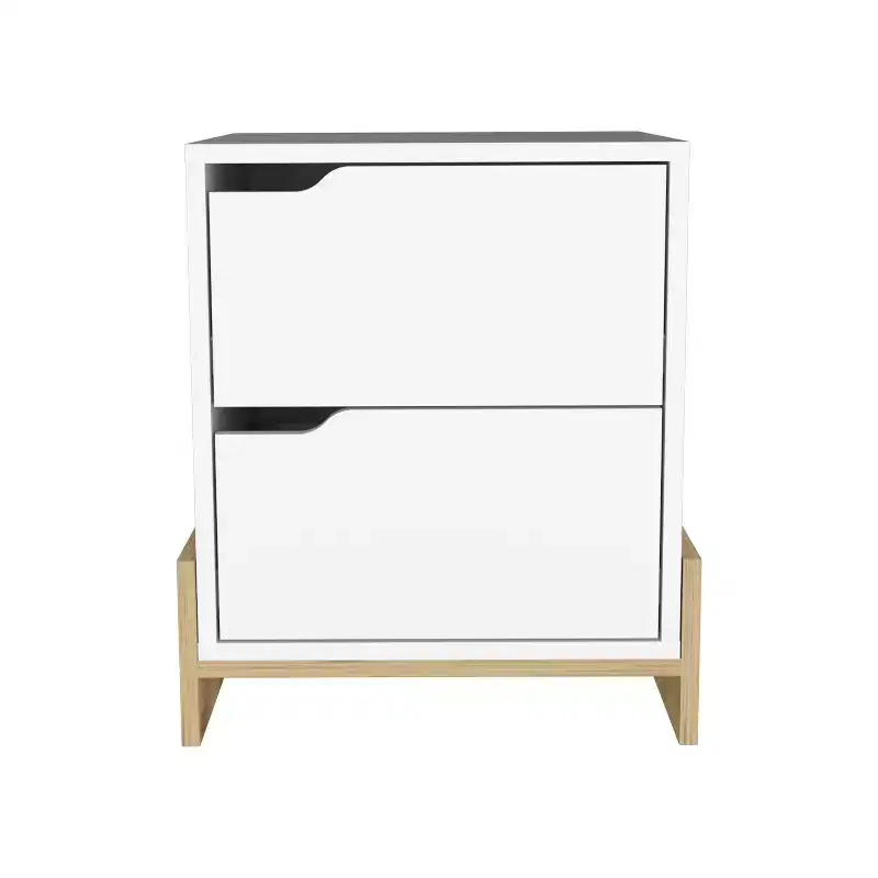 This Luss Nightstand, Bedside Table with 2-Drawers combines contemporary style with smart storage solutions, creating a space saving furniture.