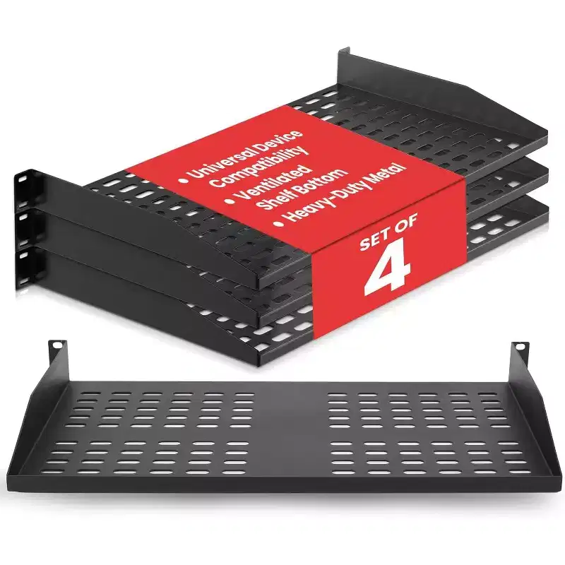 1U Server Rack Shelf Mount Tray – Heavy-Duty Metal, 110 lbs, 19