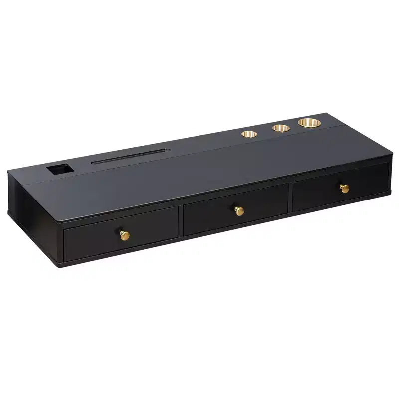 GO 47 Floating Shelf with Drawer, Multi-Purpose Wall-Mounted Vanity Table, Mounted Desk