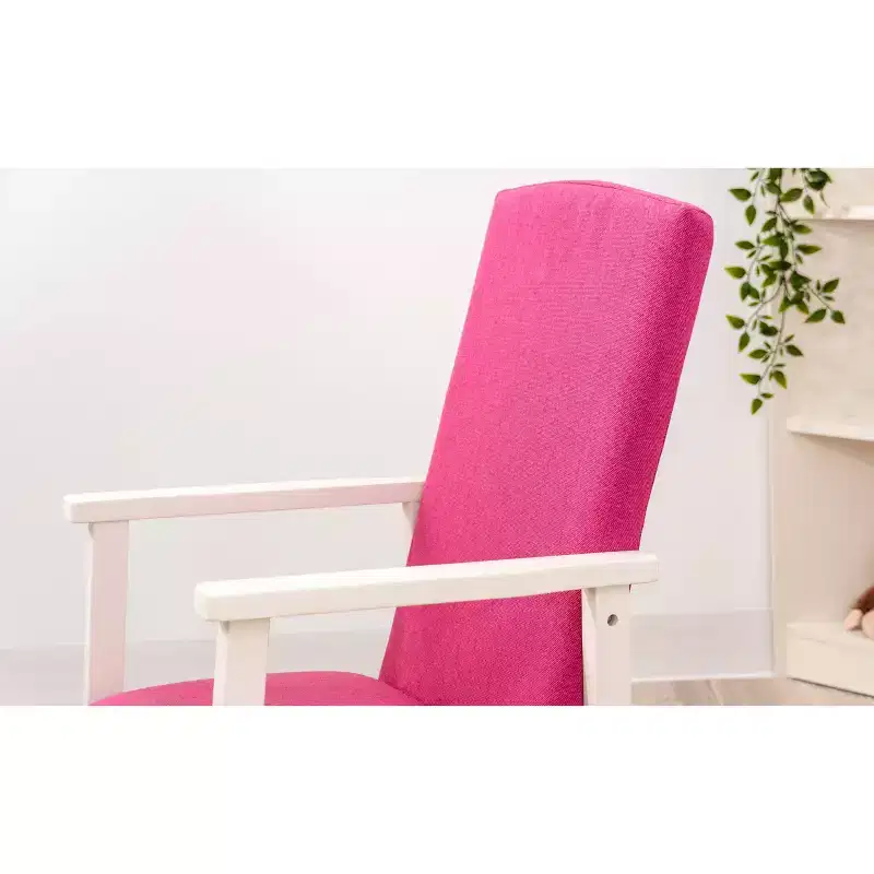 Kids' Rocking Chair with Fully Upholstered and Seat Back Pink - Gift Mark: Toddler Accent Chair, Wood Frame, Kids Furniture