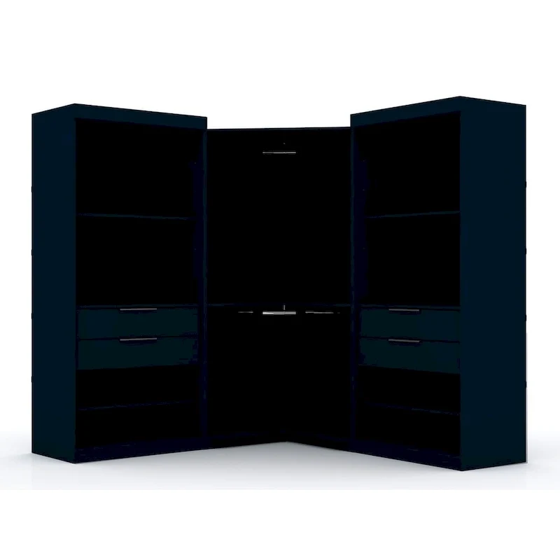 Mulberry Open 3 Sectional Modern 4 Drawer Wardrobe Corner Closet Set of 3