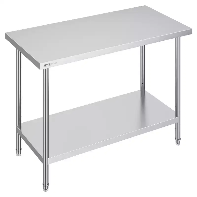 Stainless Steel Prep Table 24x48 Inch – 800 lbs Capacity, 3 Adjustable Heights