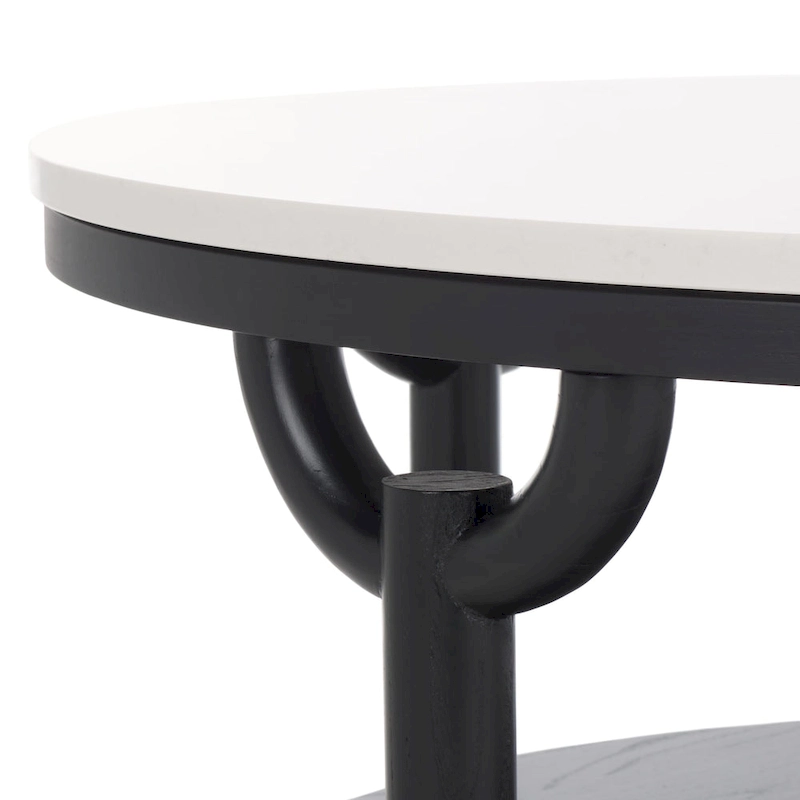 SAFAVIEH Couture Aive 2-Tier Marble Top Round Coffee Table - 35 In. W x 35 In. D x 17 In. H - 35W x 35D x 17H