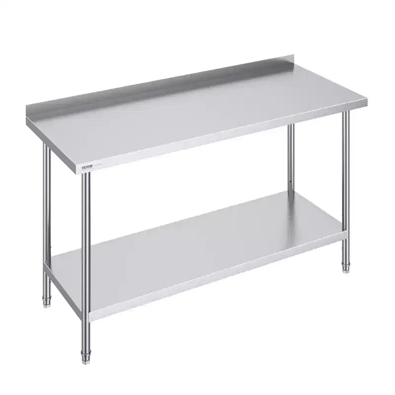 VEVOR 24 x 60 x 36 Inch Stainless Steel Work Table,Commercial Food Prep Worktable Heavy Duty Prep Worktable,Metal Work Table with Adjustable Height
