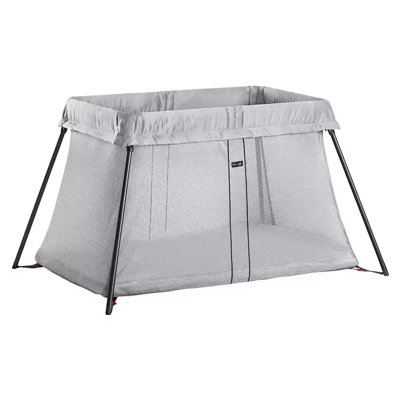 Travel Crib Light Light Silver: Carrying Bag, Steel Frame, Folds for Easy Transport