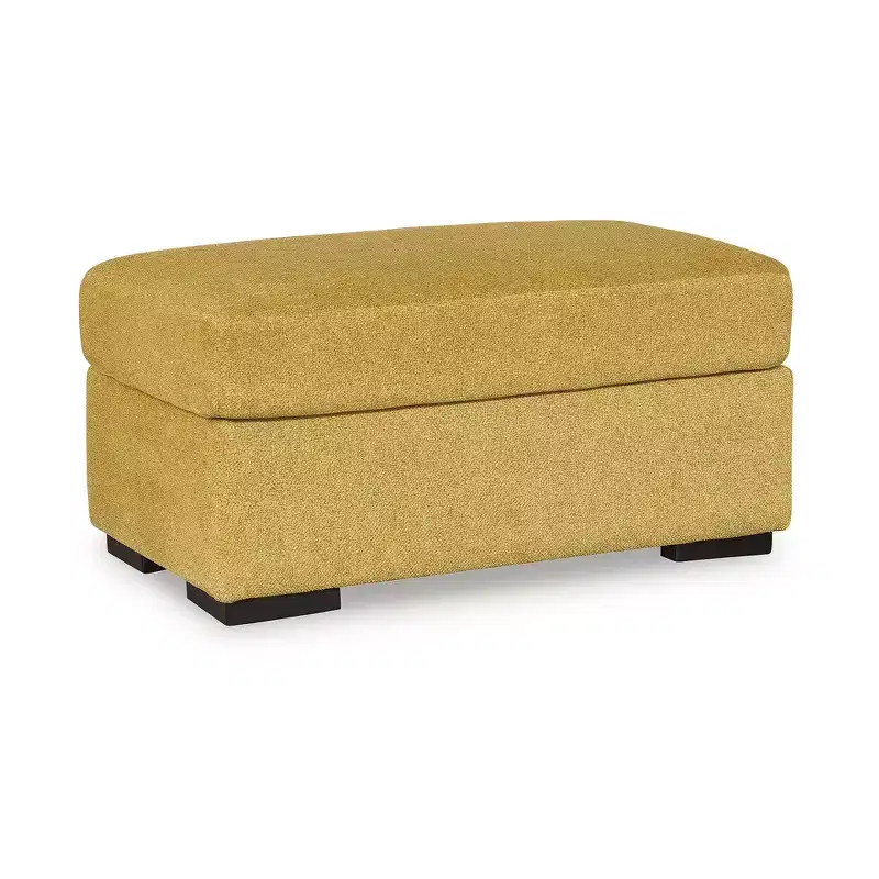 Modern Upholstered Ottoman, Sunflower Yellow Polyester with Corner-Blocked Frame, No Assembly