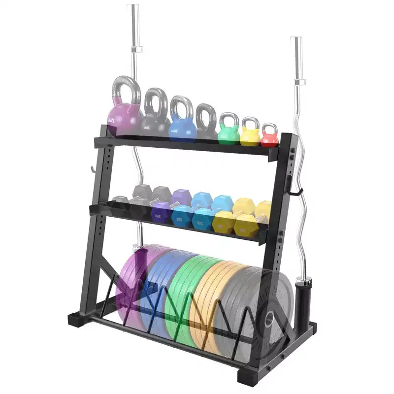 3 Tier Barbell Storage Racks, 1000 LBS Capacity Adjustable Weight Rack for Dumbbell, Kettlebell, Barbell Bar(Q235 Carbon Steel)