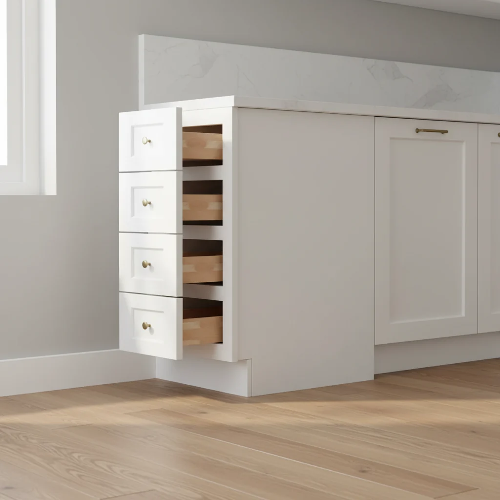 Shaker White Ready-to-Assemble Drawer Base Kitchen Cabinet with 4 Drawers