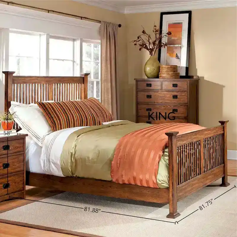 Oak Park Solid Wood Low Profile Standard Bed