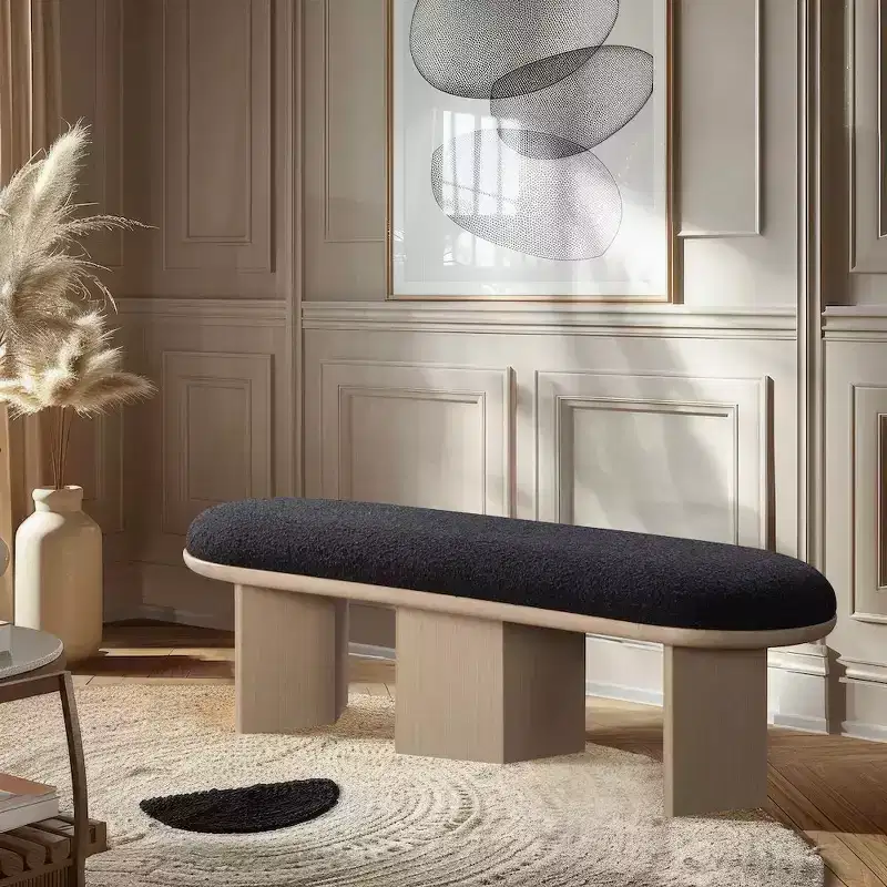 Meridian Furniture,Wilshire Boucle Fabric Bench