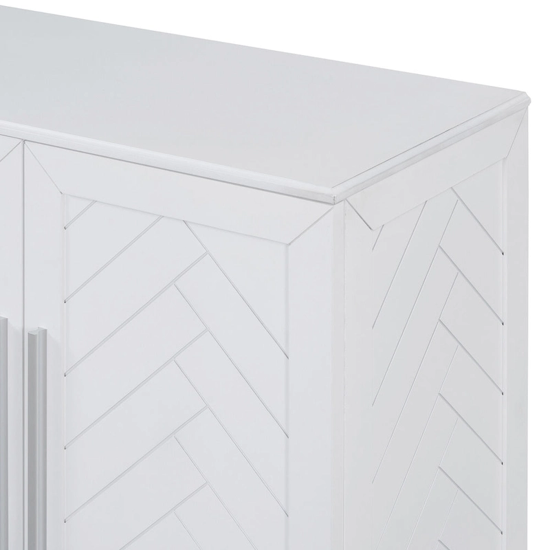 Sideboard Buffet Cabinet with Adjustable Shelves & Silver Handles