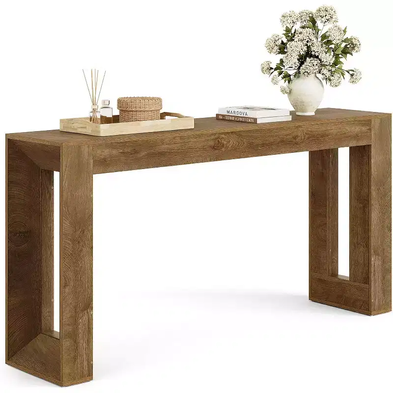 Lantine 63-Inch Long Console Table, Farmhouse Wooden Sofa Table Behind Couch, Entryway Table for Living Room, Entrance, Hallway, Foyer