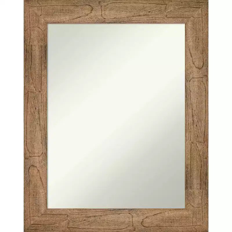 24" x 30" Non-Beveled Owl Wood Bathroom Wall Mirror Brown - Amanti Art: Modern Rectangular Vanity, Wall Mount, Includes Hardware