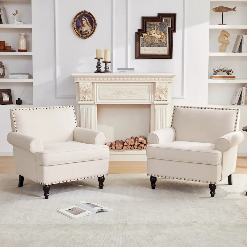 Huimo Modern Nailhead Accent Chair Arm Chairs Set of 2
