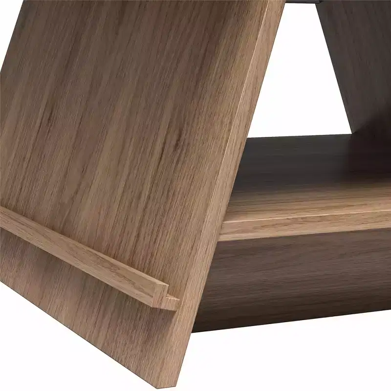Walnut A-Frame Coffee Table with Magazine Perch