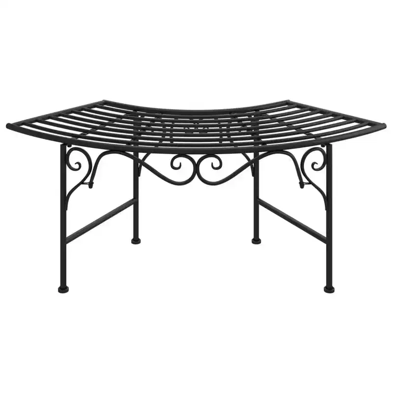 vidaXL - Tree Bench Black Steel - 44.5 Patio Garden Seat