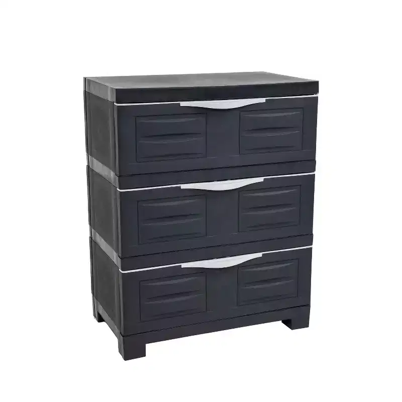 Sunnydaze Heavy-Duty Plastic 3-Drawer Storage Cabinet Organizer - 29.5