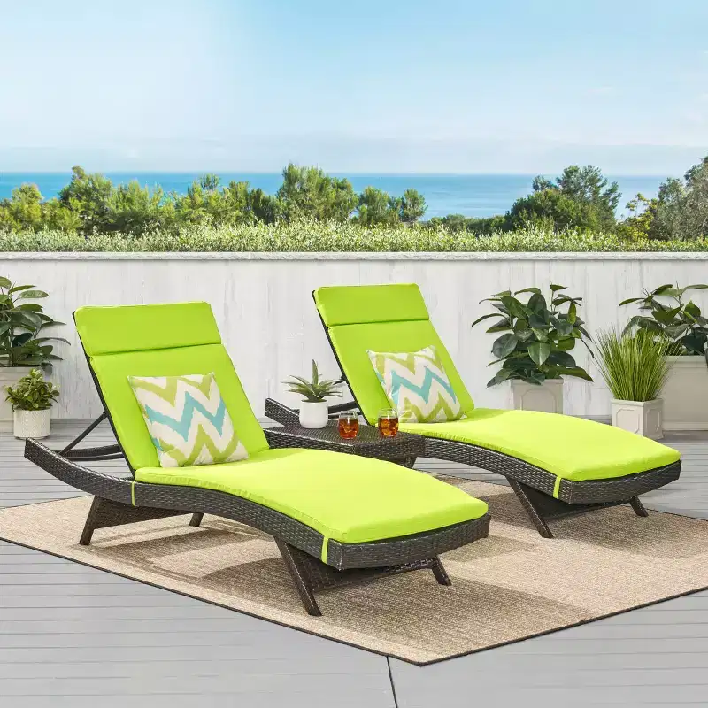 GDFStudio Olivia Multibrown 3 Piece Armless Chaise Lounge Chat Set with Cushions