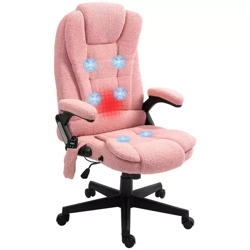 Vinsetto 6 Point Vibrating Massage Office Chair with Heat, Velvet High Back Executive Office Chair with Reclining Backrest, Armrests