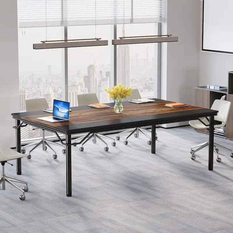 Conference Table with Heavy-Duty Steel Frame for 6-8 People - 78.74 L x 39.37 W x 29.92 H