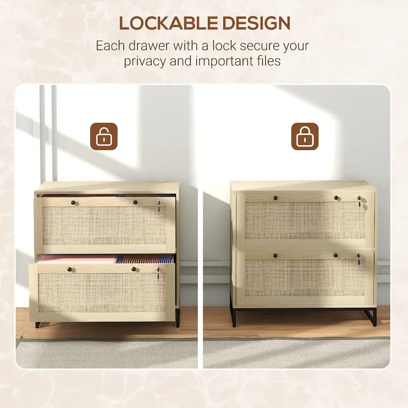 2 Drawer File Cabinet with Lock, Vertical Filing Cabinet with Keys