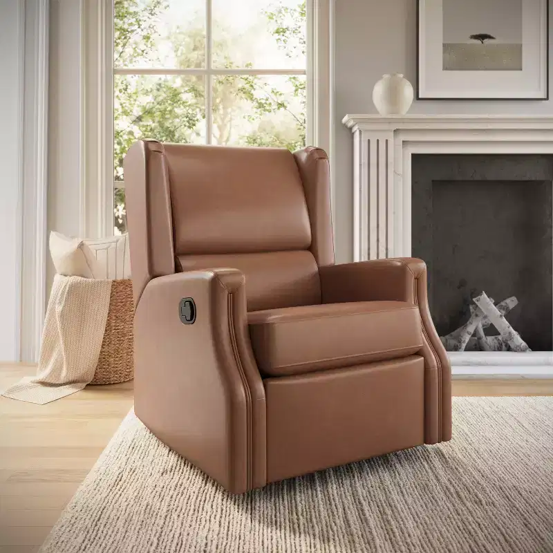 Manual Glider Rocker Recliner Chair | 360° Swivel Wingback