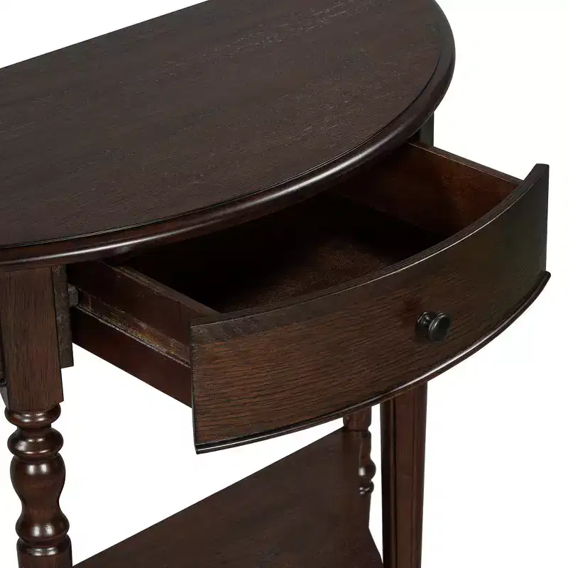 Polibi Farmhouse Crescent Entry Console with Drawer & Shelf