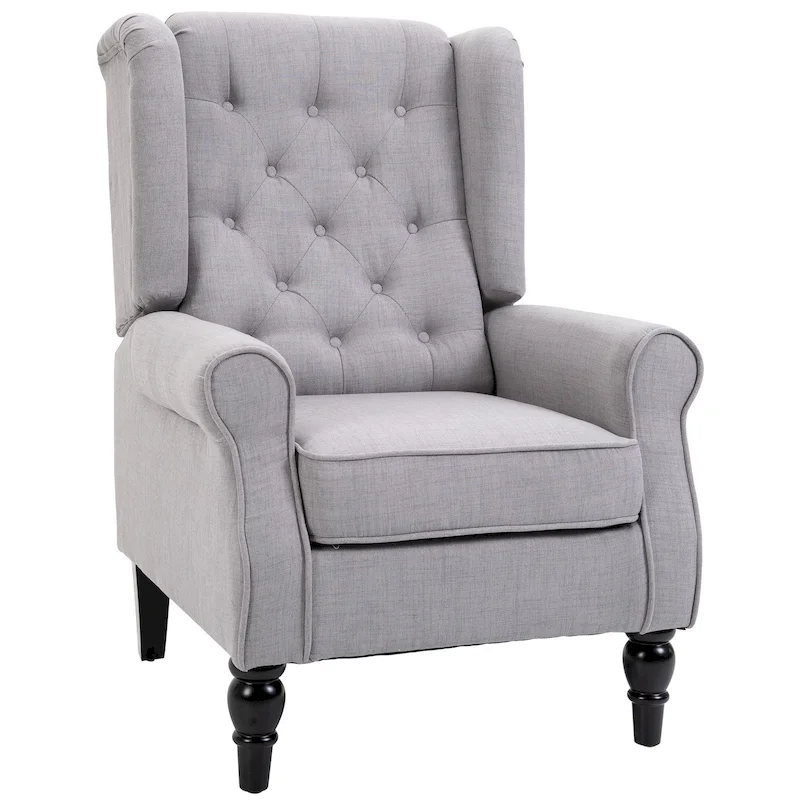 HOMCOM Copper Grove Guanta Tufted Wood Leg Accent Chair