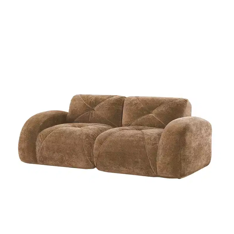 Clihome 2-Seater Tufted Sofa Couches with boneless Sofa,Soft Velvet Fabric,Bottom Anti-Slip Design,32D High Density Sponge,Ergonomic Design Bottom