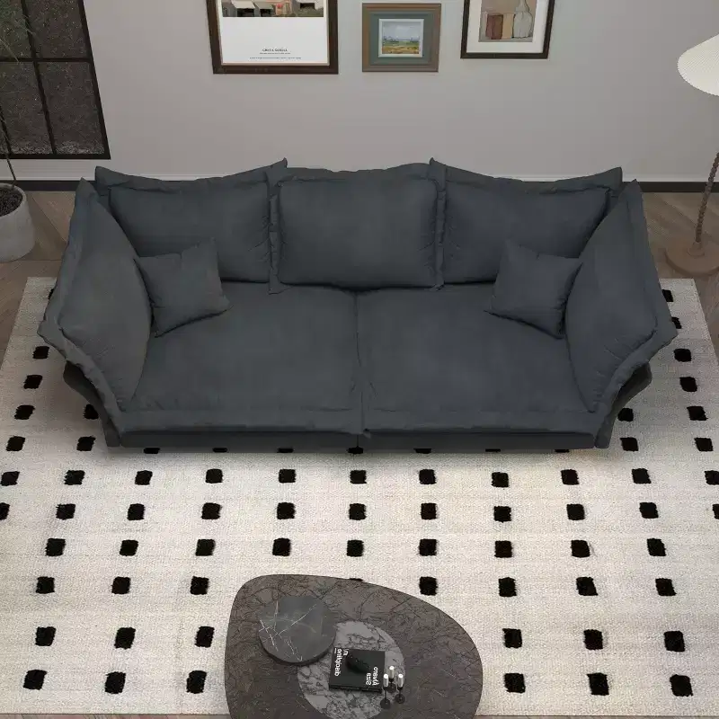 MAYEERTY 90.55 Modern Comfy Upholstered Sofa Cloud Couch,Deep Seat Couches with Multiple Large Sofa Pillows Gray