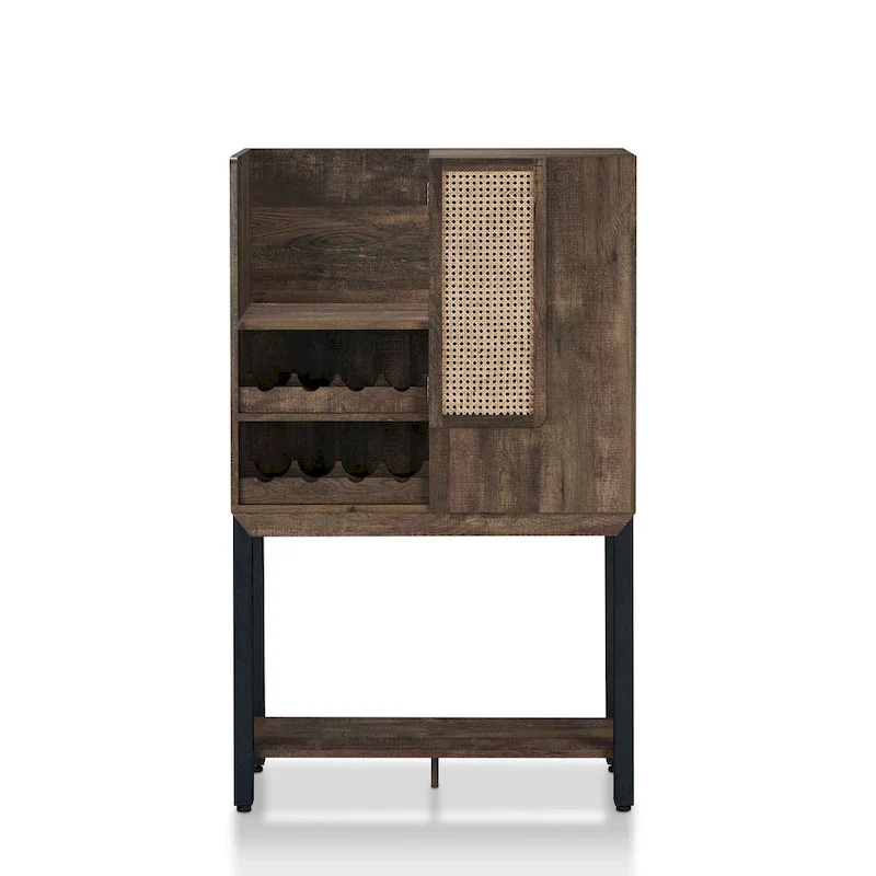Farmhouse Reclaimed Oak Kitchen Hutch with Wine Rack