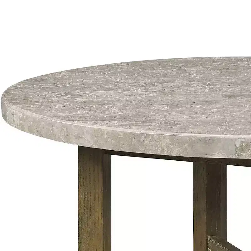 52" Karsen Dining Table Marble Rustic Oak Finish - Acme Furniture