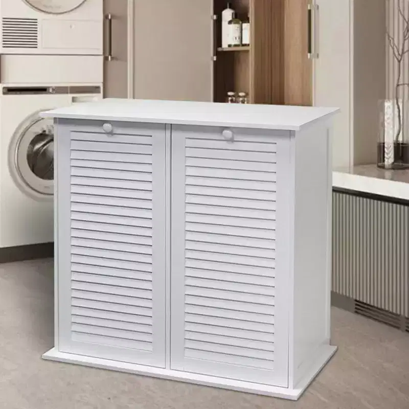 Dual Basket Tilt Out Laundry Clothes Sorter with 2 Removable Cotton Bags, White