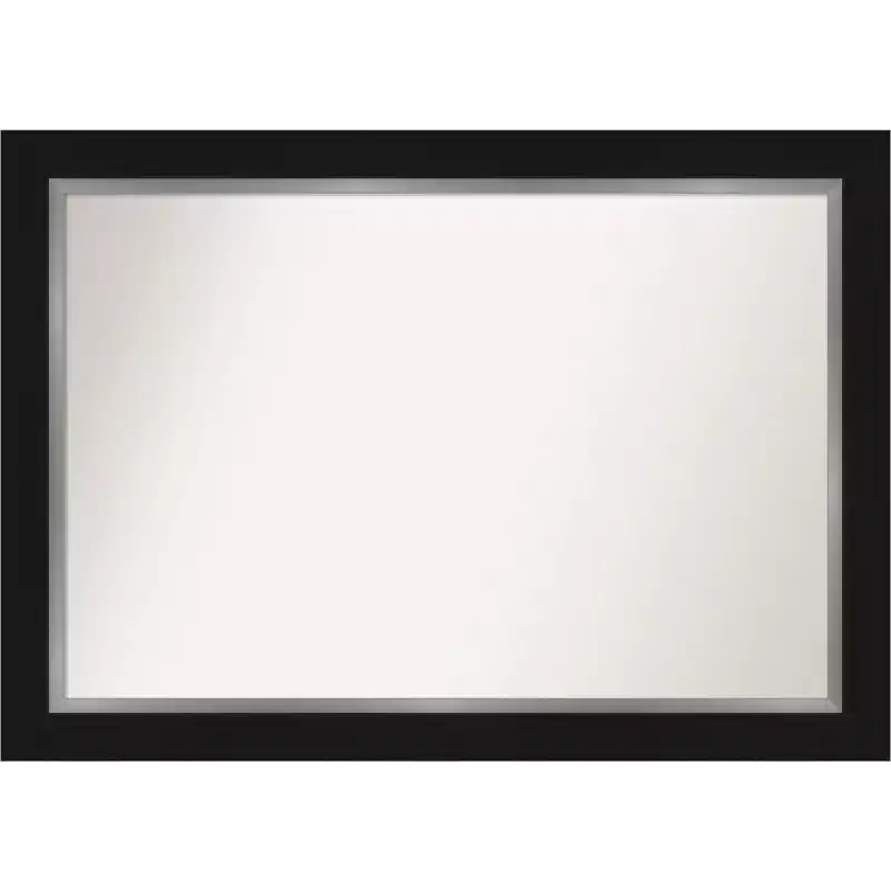 42" x 30" Non-Beveled Bathroom Wall Mirror Black -: Modern Rectangle, Wall Mount