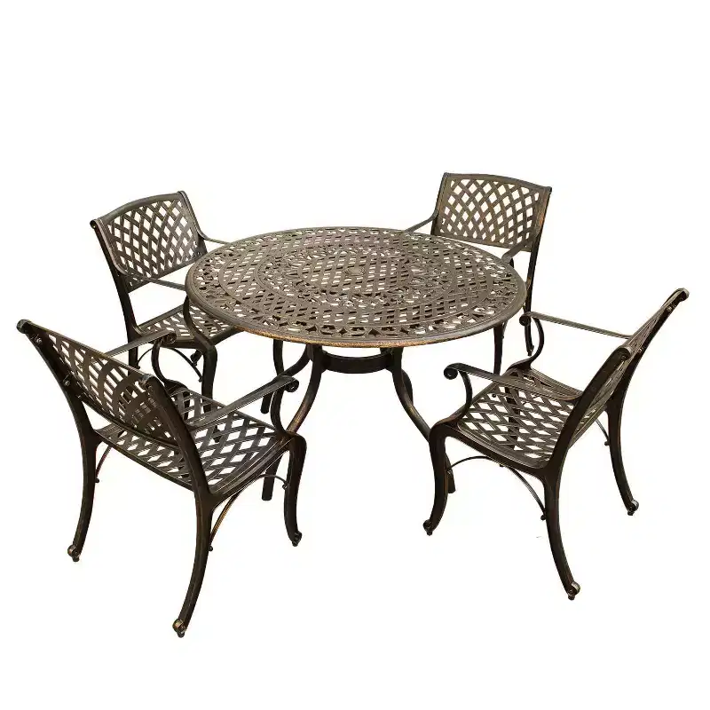 5pc Outdoor Dining Set: Weather-Resistant, 48" Table, Chairs - Oakland Living