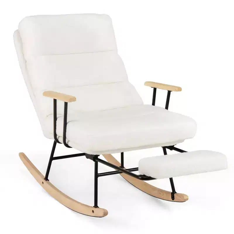 Costway 1/2 PCS Nursery Rocking Chair with 5-level Adjustable Backrest & Retractable Footrest