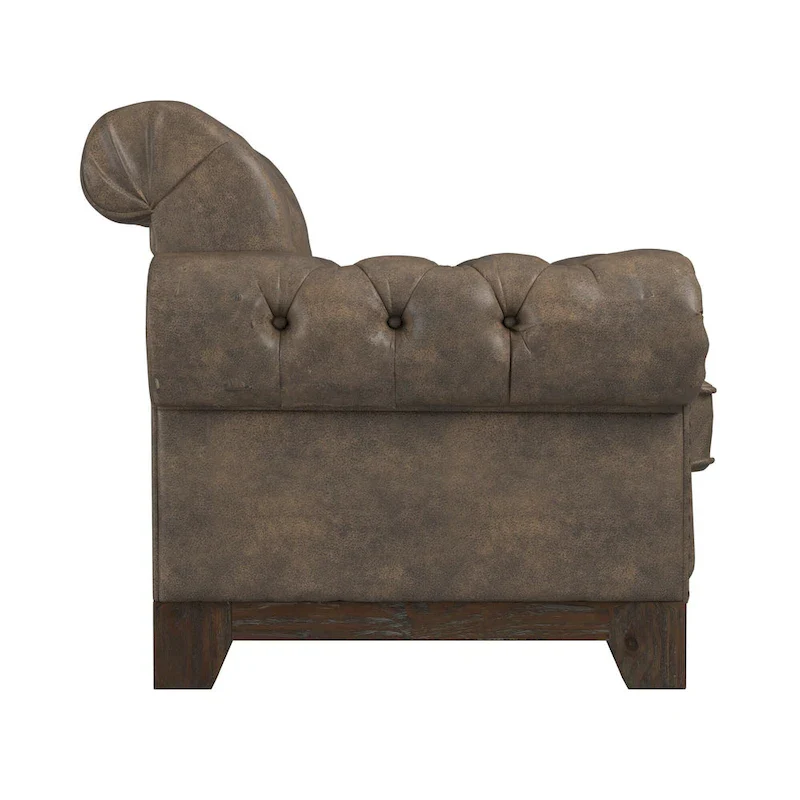 Tufted Scroll Arm Accent Chair with Nailhead Trim