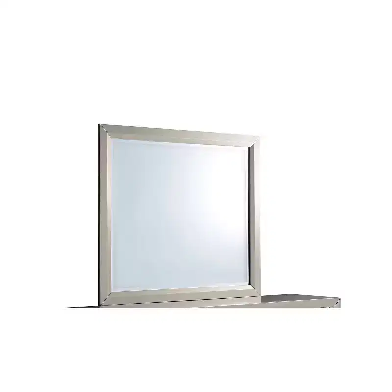 Silver Trim Mirror with Contemporary Design Elegant Bedroom Accent for a Polished Look