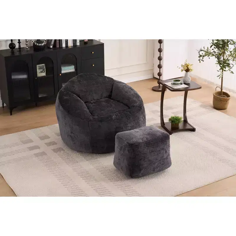 Chenille Bean Bag Chair Lazy Floor Sofa Chair with Foam Filling for Adults and Kids Living Room