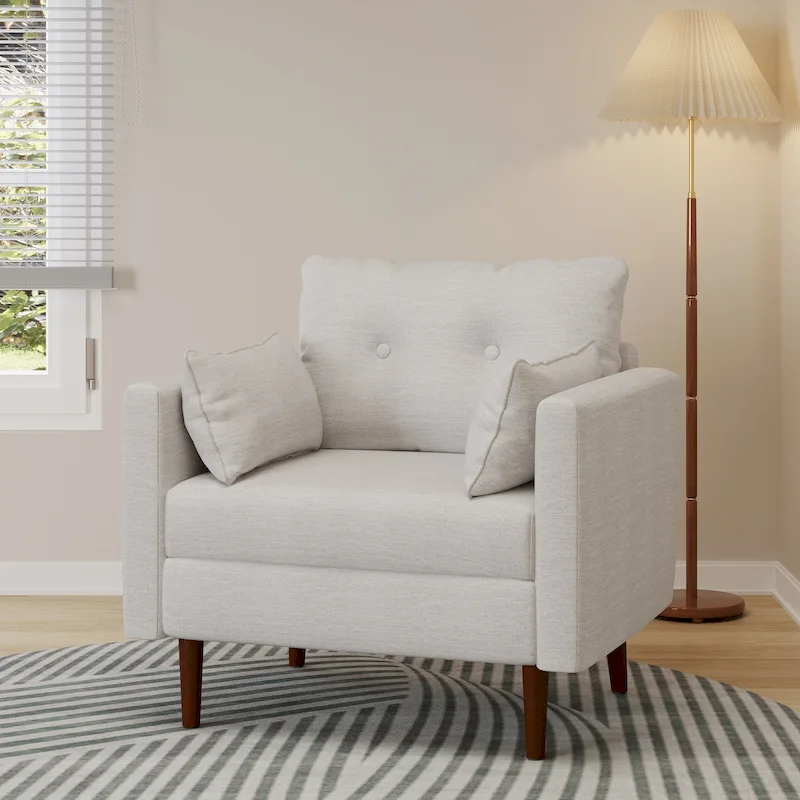 Tufted Club Chair with Accent Pillows