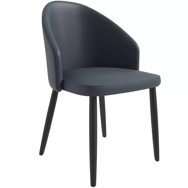 LeisureMod Paradiso Modern Upholstered Chair  Curved Back, Black Solid Wood Legs, Stylish Comfortable Side Chair for Dining, Kitchen & Living