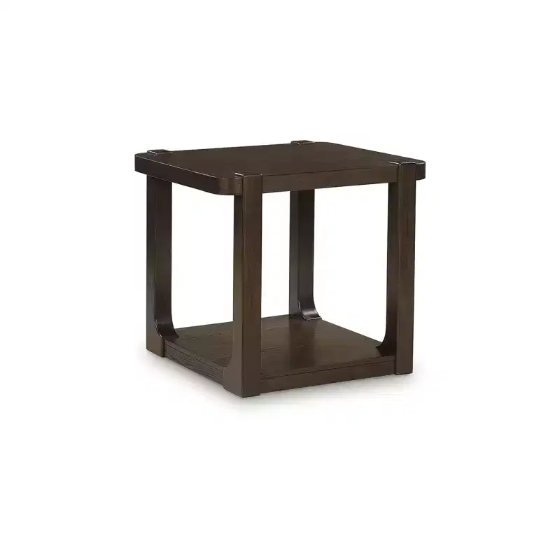 Rectangular End Table with Storage Shelf, Dark Brown, Contemporary Style