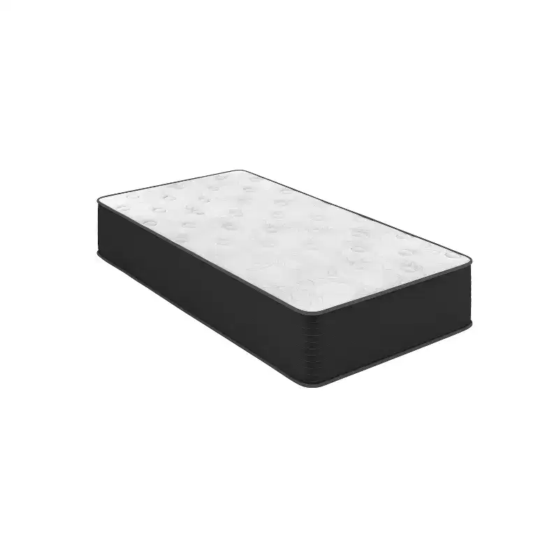 Emma and Oliver 12 Inch Hybrid Mattress, High Density Cooling Foam and Pocket Spring Mattress in a Box, CertiPur-US Certified Foam, White/Black