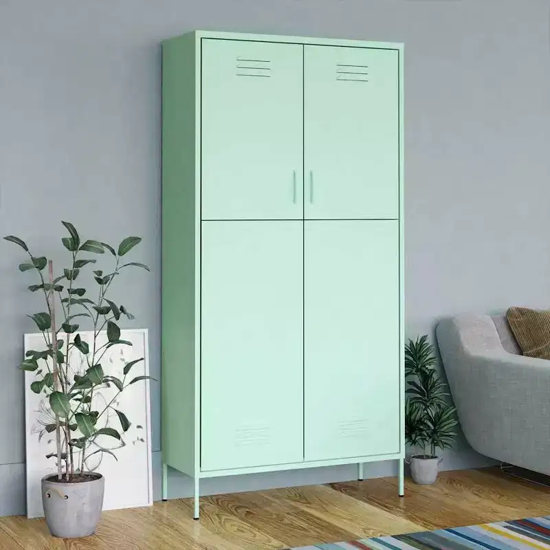 Modern Steel Wardrobe with Adjustable Shelves - Mint (35.4